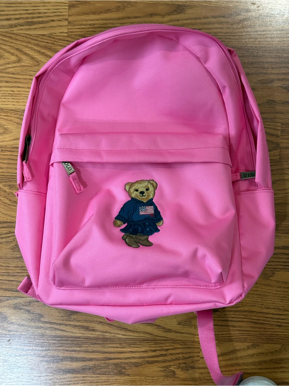 Ralph Lauren Pink Kids Backpack with Polo Bear Patch
